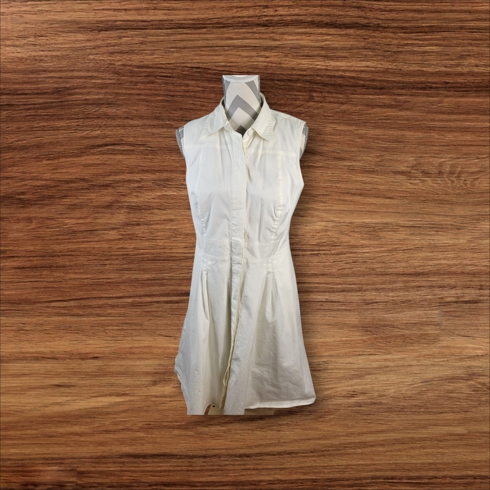 Ann Taylor Loft White Sleeveless Shirt Dress Cotton Size 12 - Picture 1 of 15